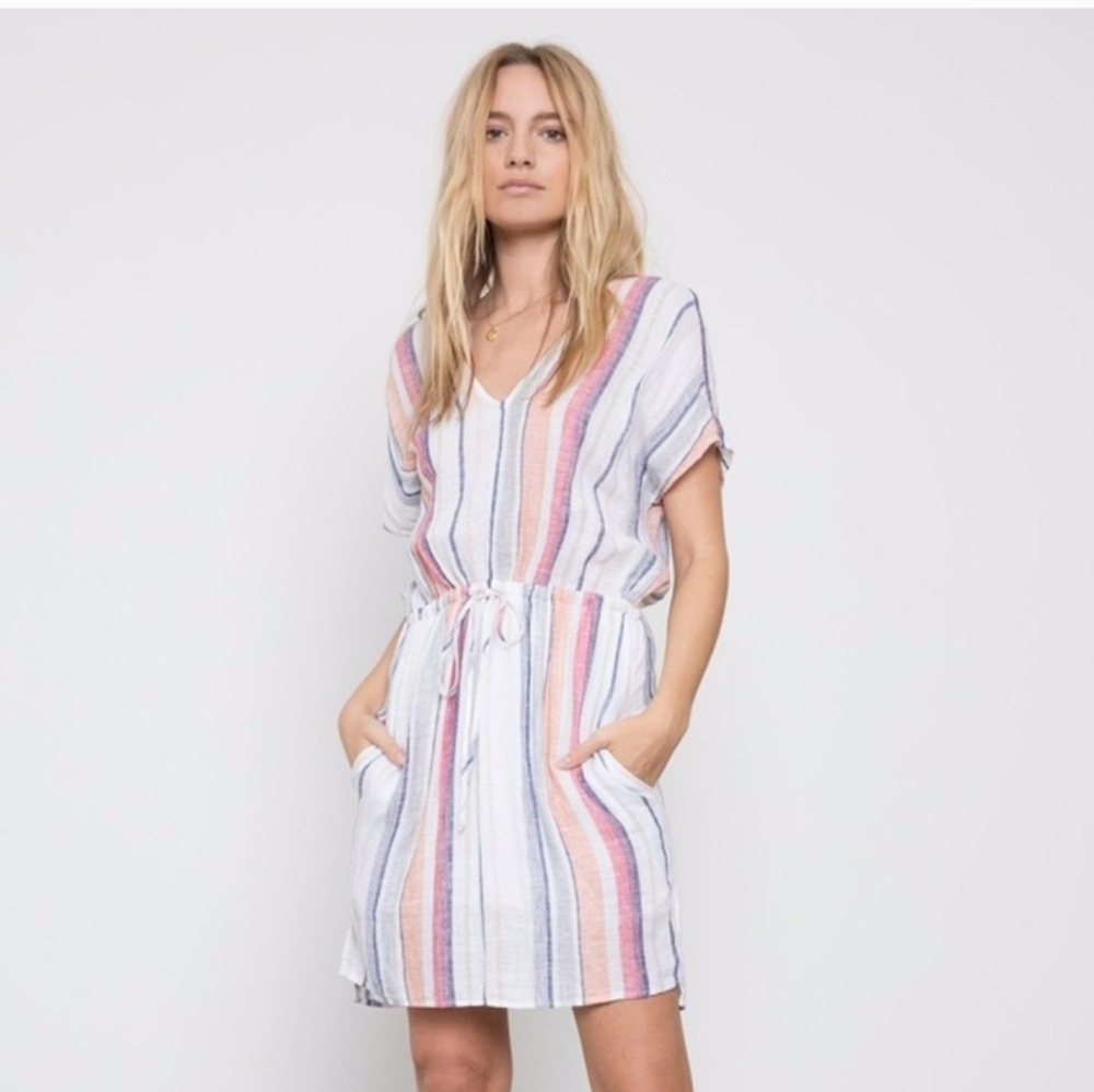 Rails Marrakesh Wren Multi Striped Linen Blend Dress S